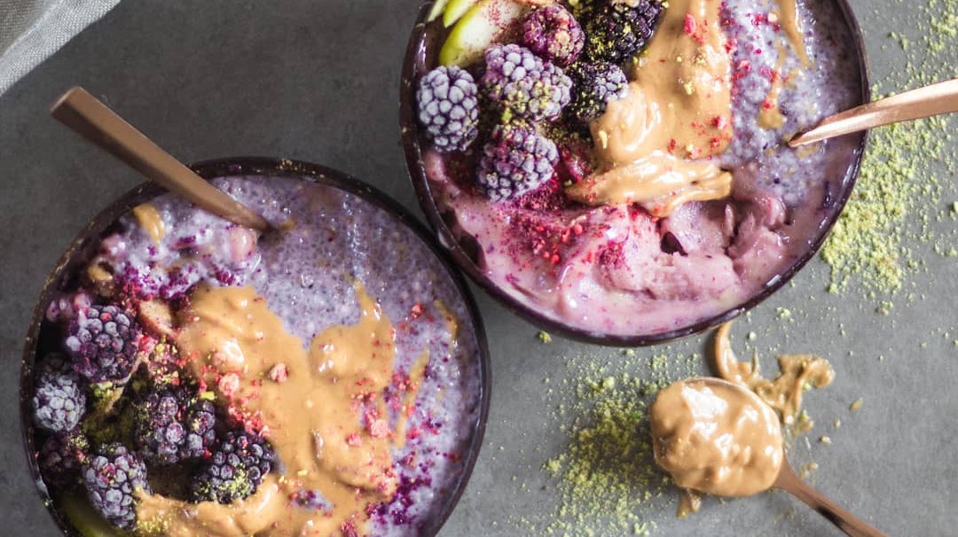 Blackberry Chia Pudding with Peanut Butter