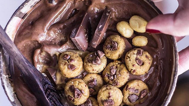 Cacao Nice Cream with Vegan Chocolate Chip Cookies