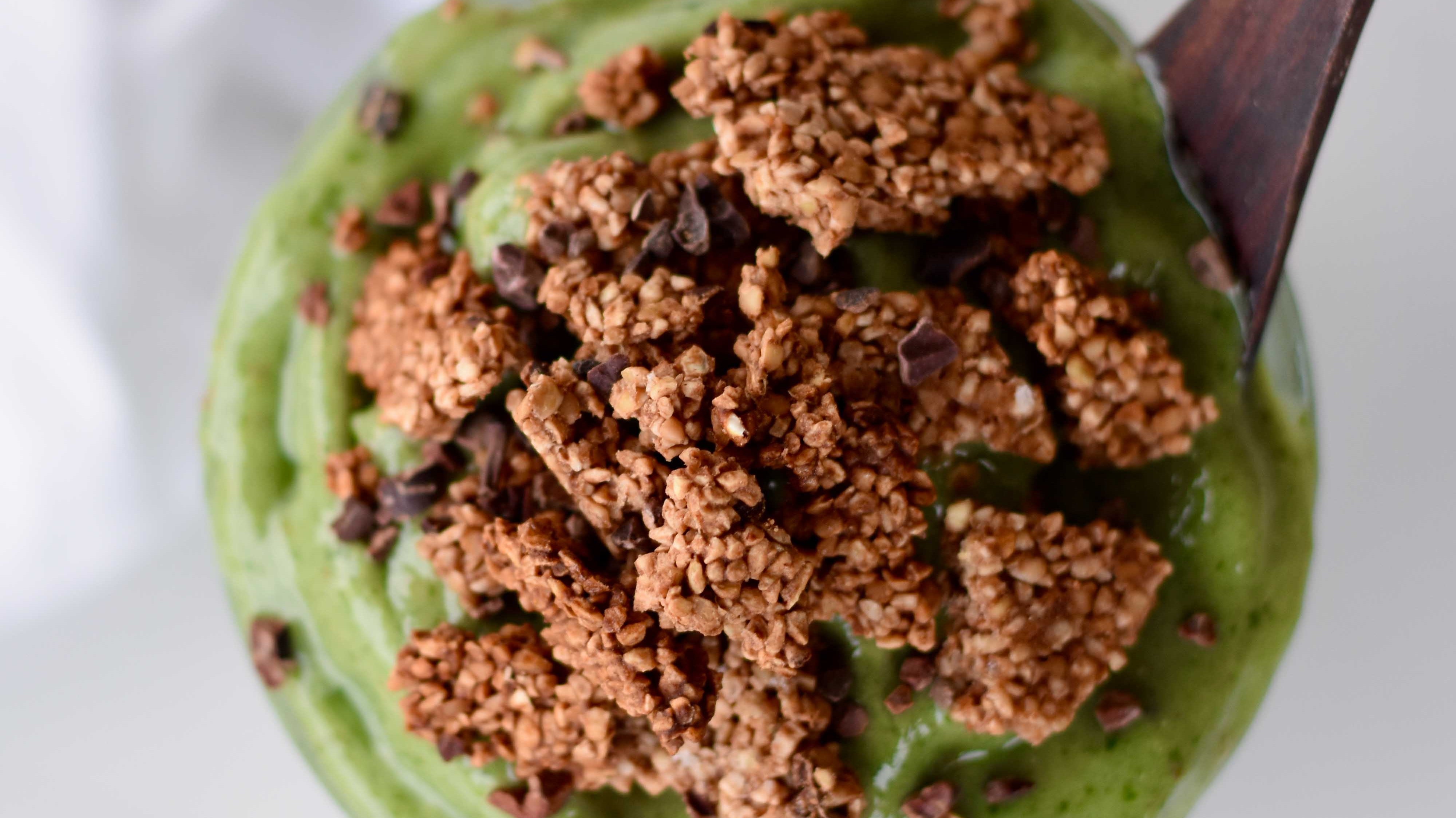 Chocolate Buckwheat Clusters with Mint Nice Cream