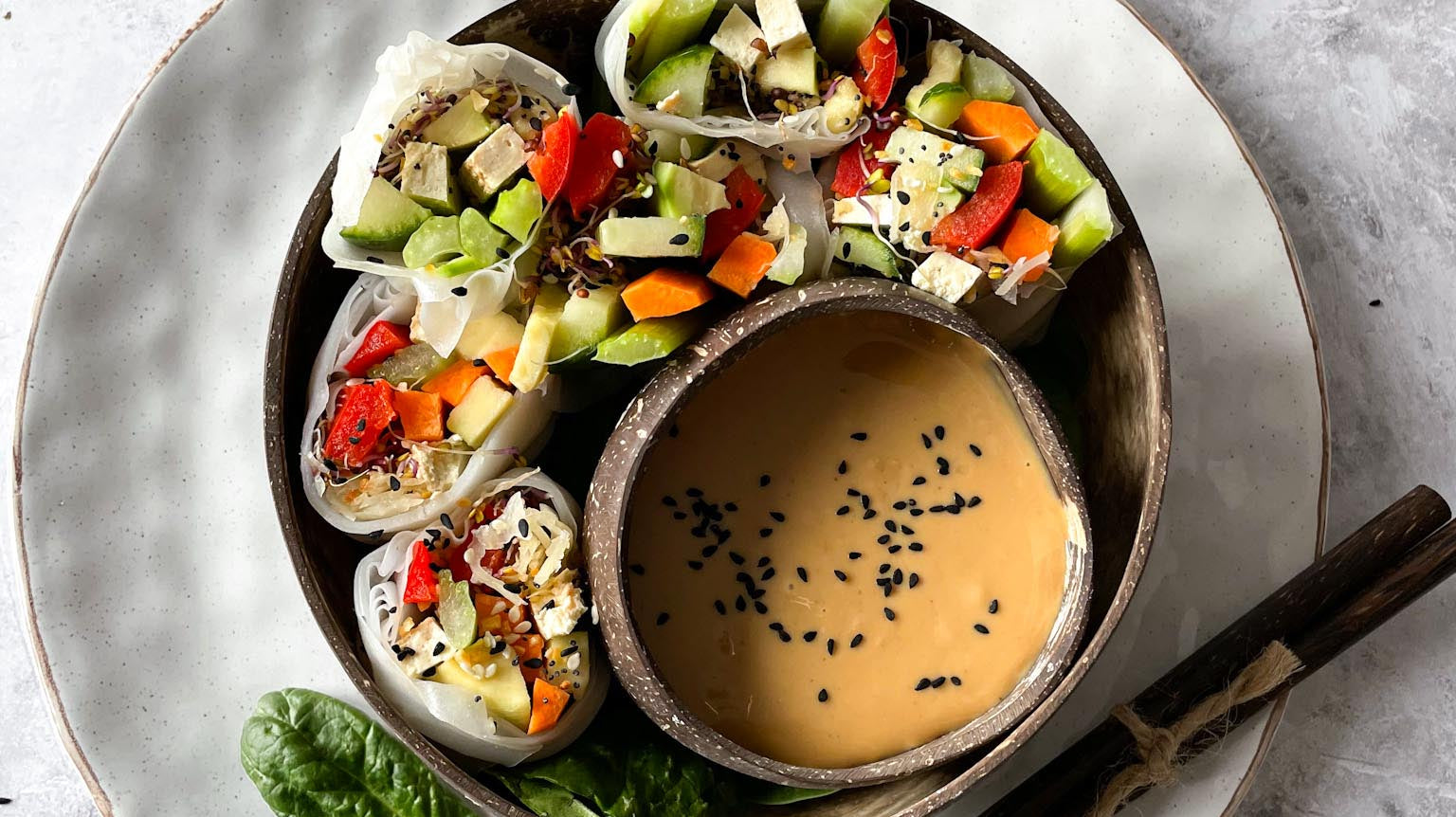Summer Rolls with Hot Peanut Sauce