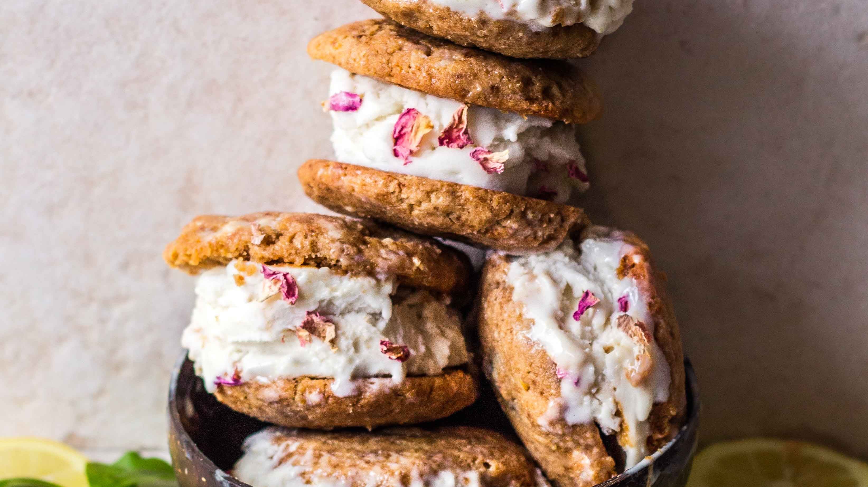 Lemon and White Chocolate Cookie Ice Cream Sandwiches
