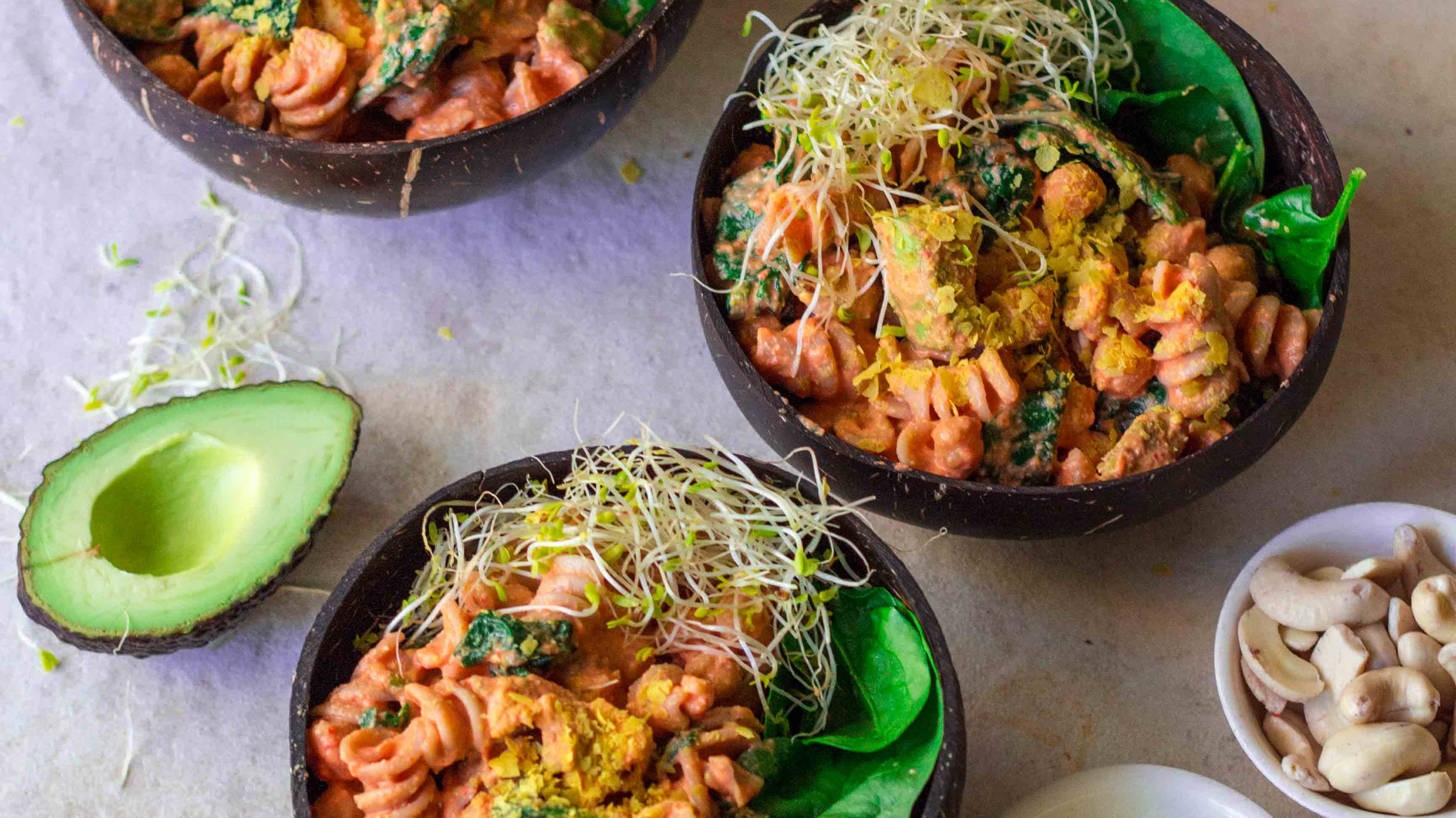 Red Pesto Pasta with Chickpeas and Greens