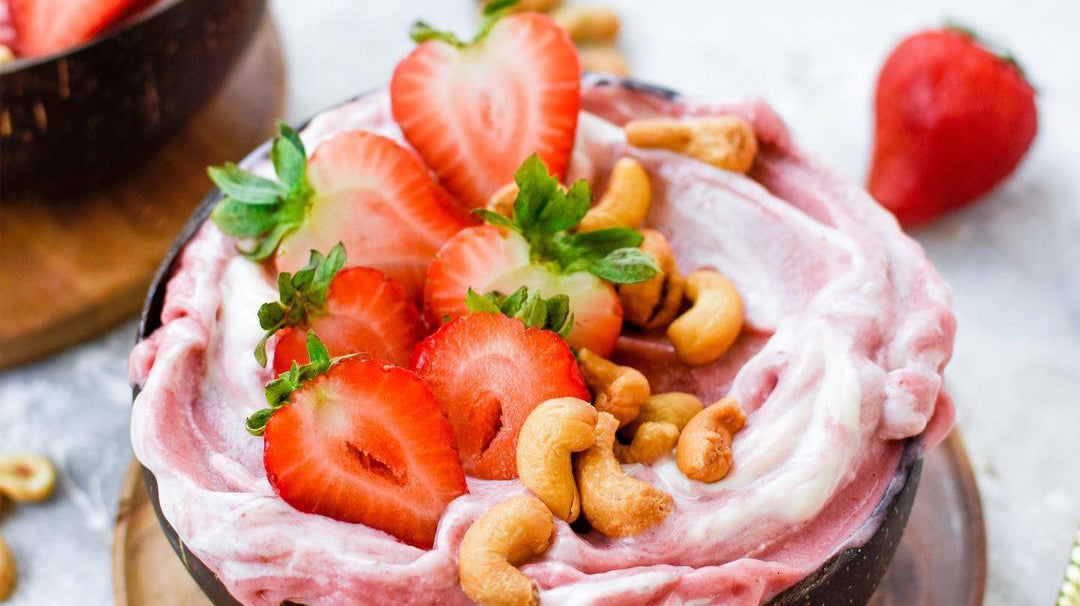 Strawberries and Cream Smoothie Bowl
