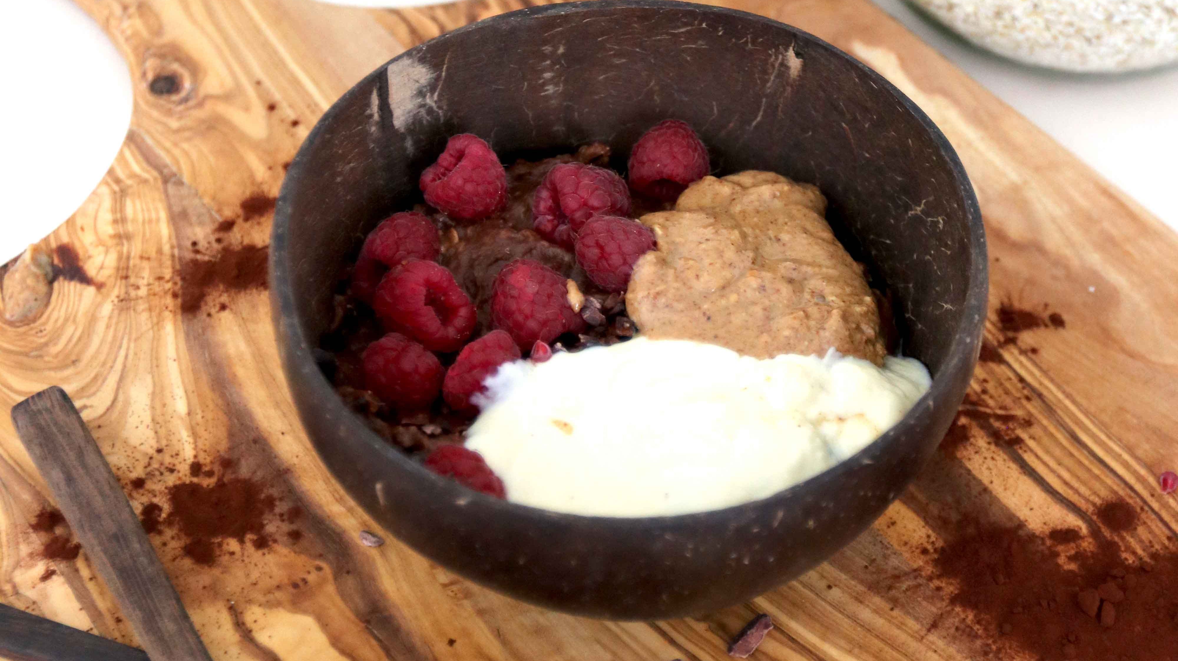 Ultimate Chocolate Oats with Raspberries