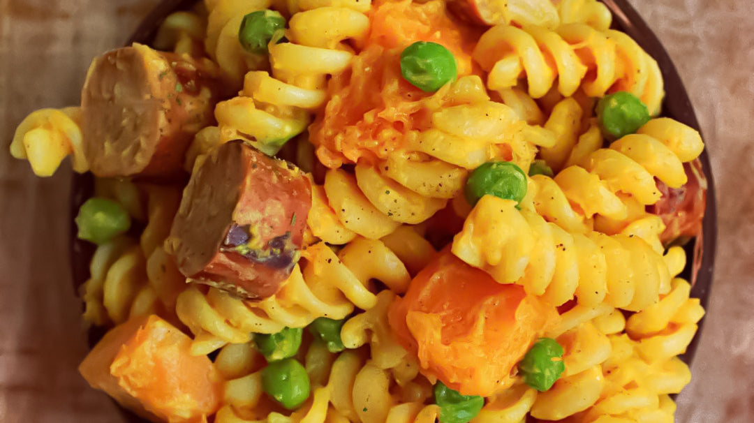 Creamy Pumpkin & Vegan Sausage Pasta