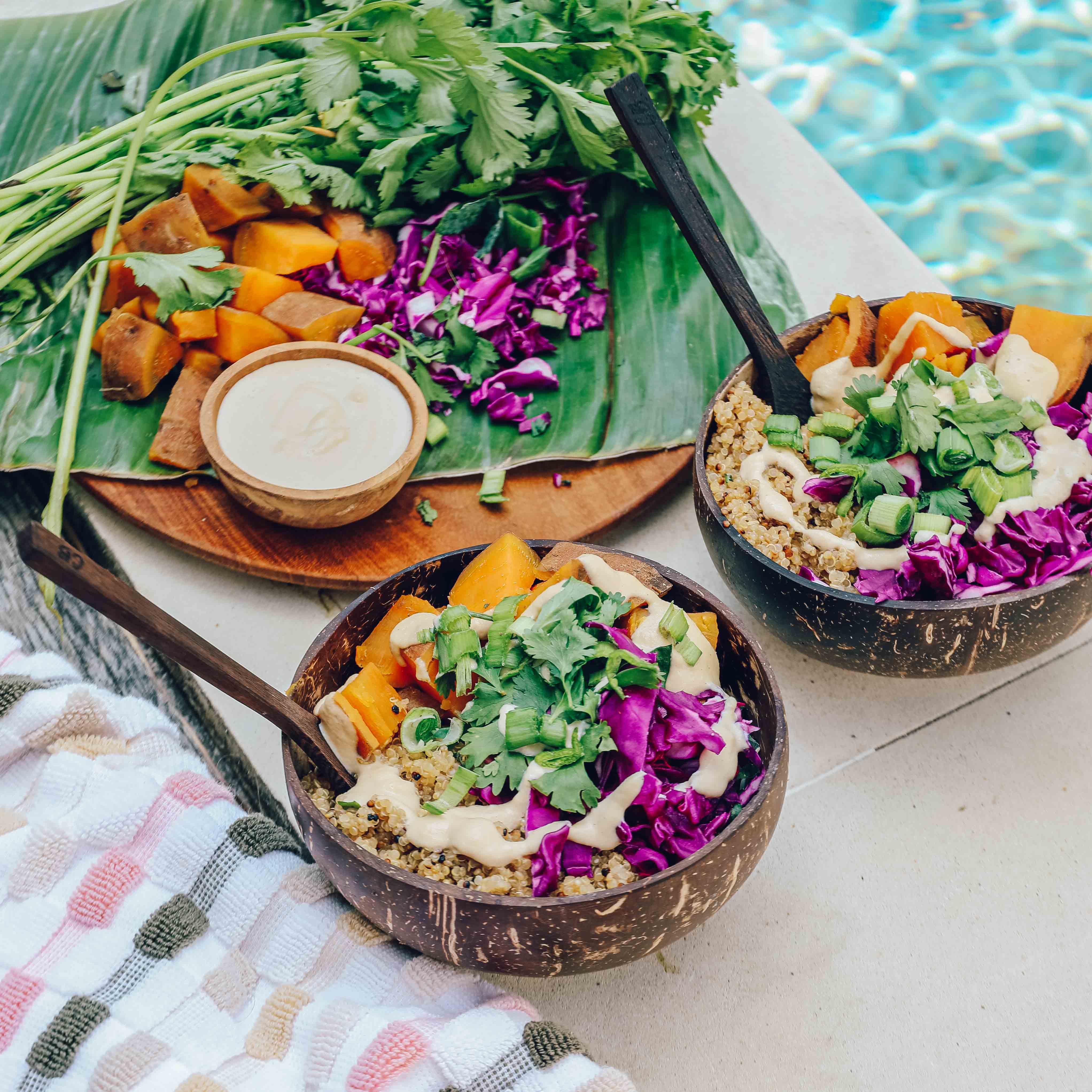 Quinoa Sweet Potato Bowls with Cashew Dressing