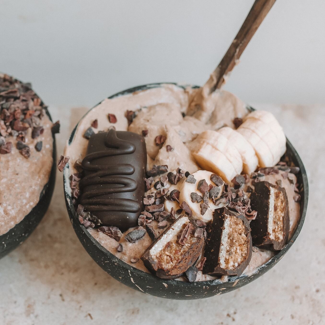 Chocolate Chia Pudding with Caramel Nice Cream