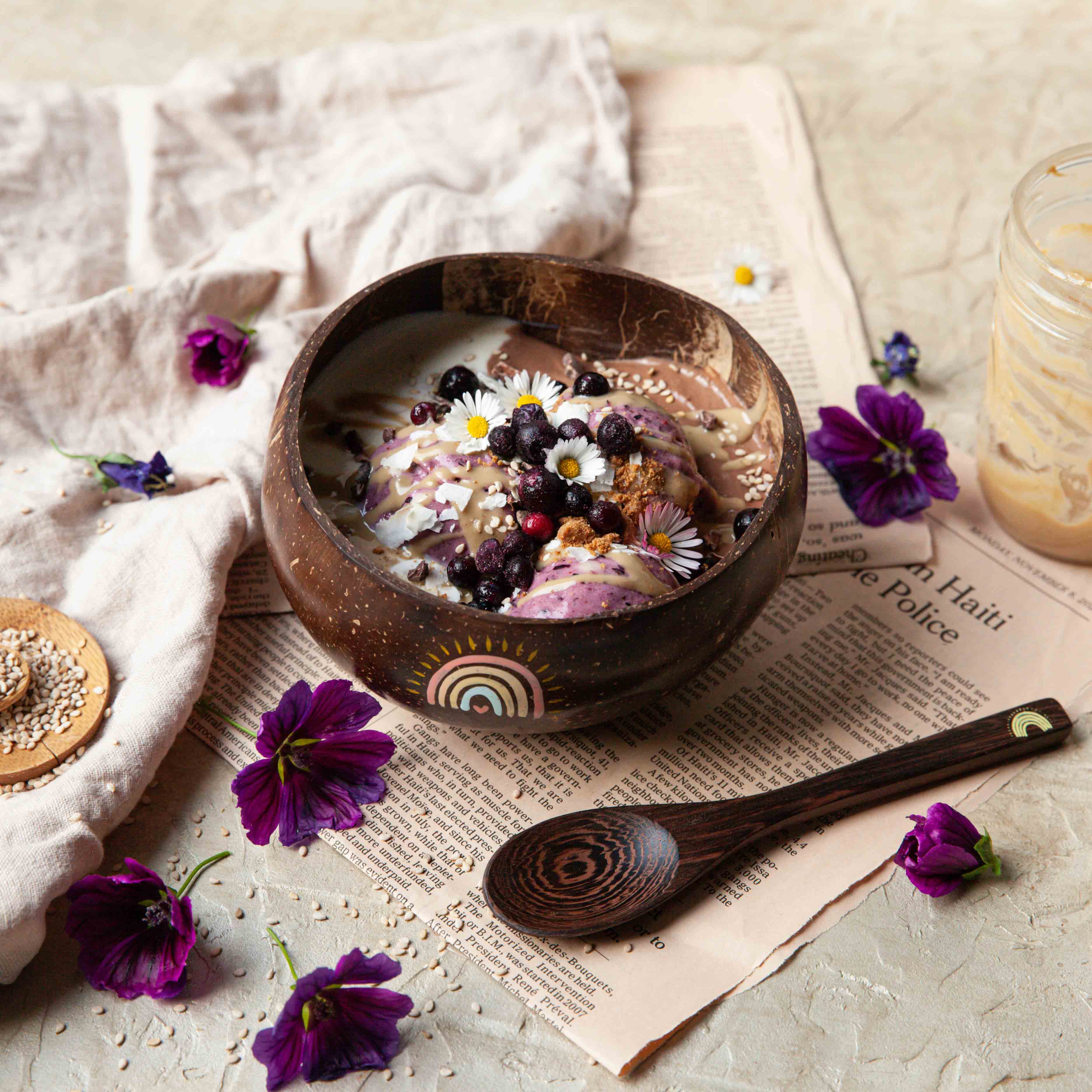 Creamy Buckwheat Porridge with Blueberry Nice Cream