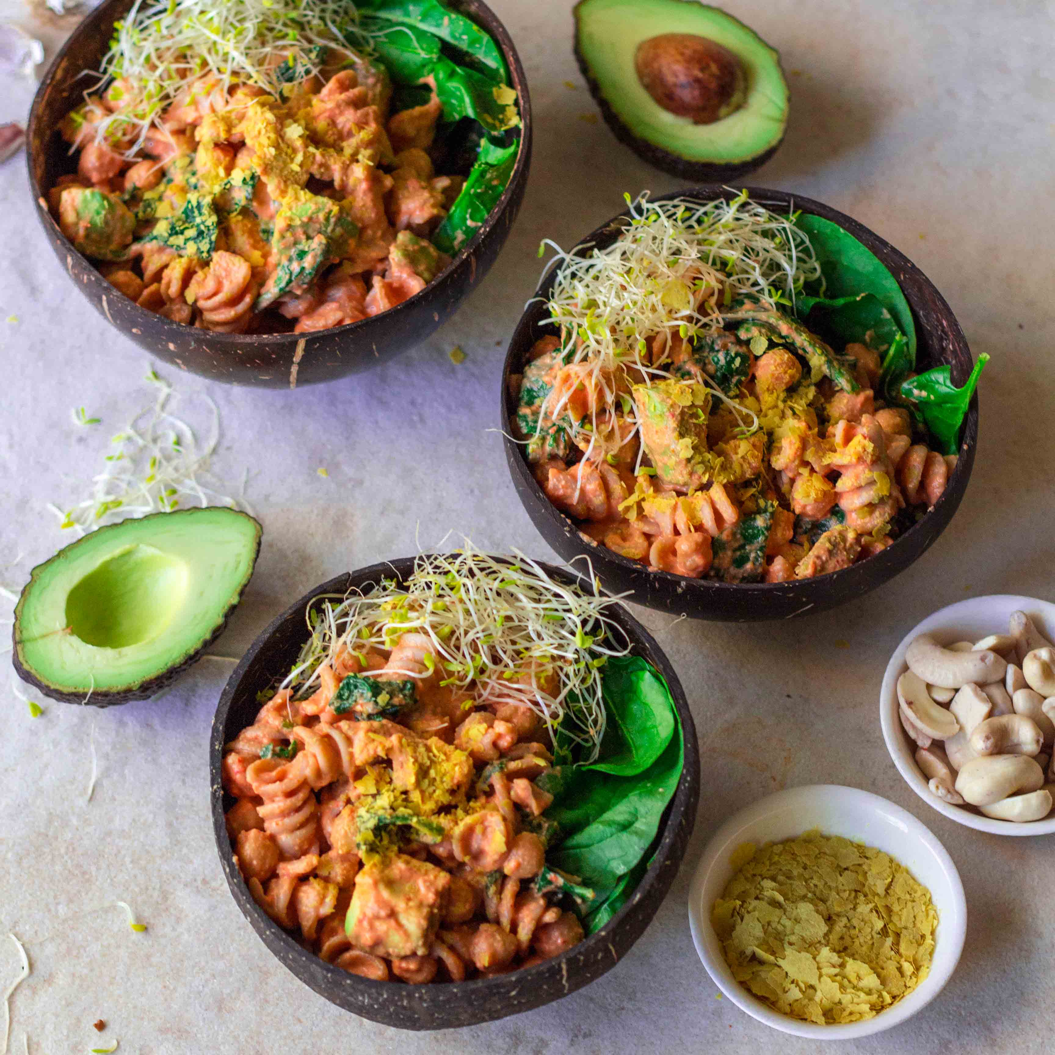 Red Pesto Pasta with Chickpeas and Greens