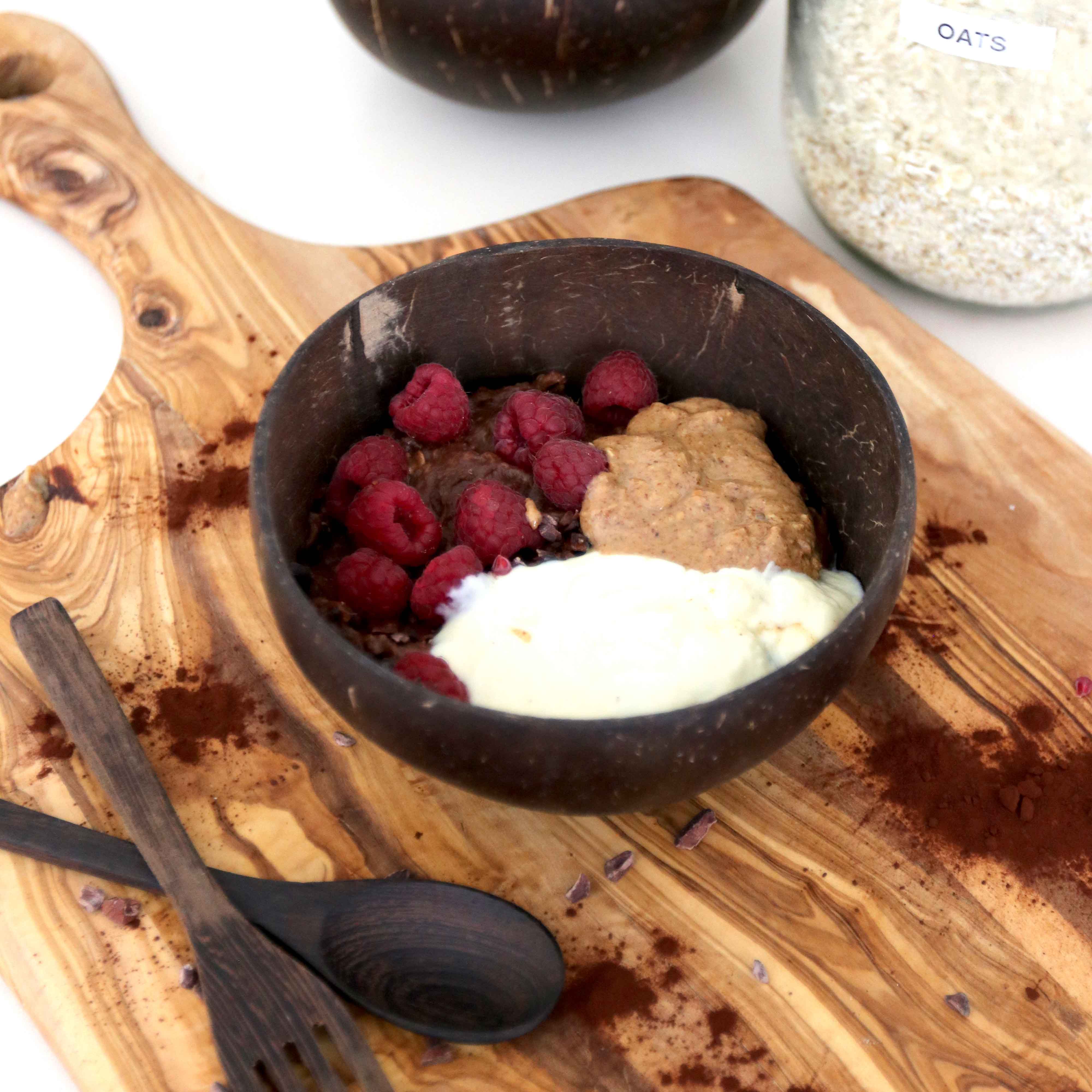 Ultimate Chocolate Oats with Raspberries