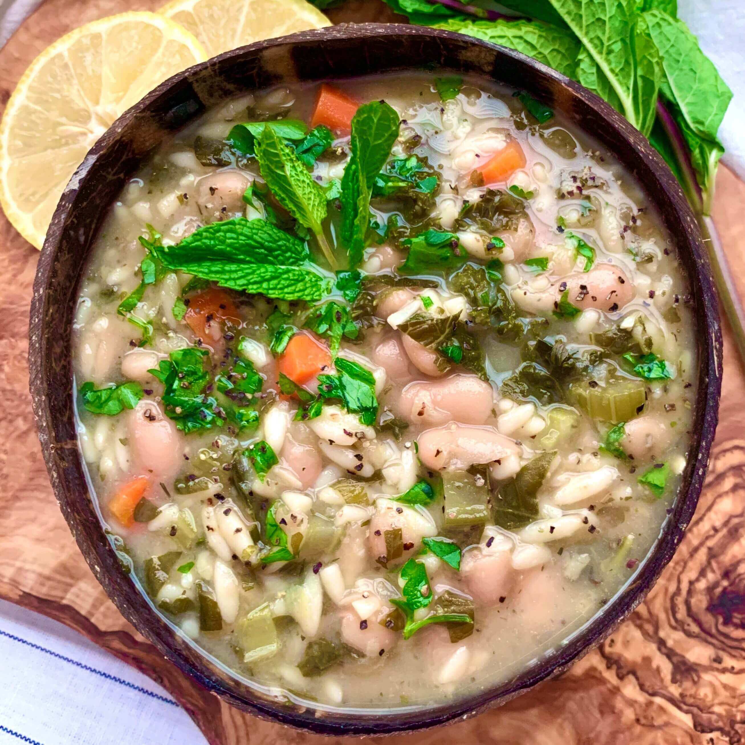 White Bean Soup with Greens and Lemon