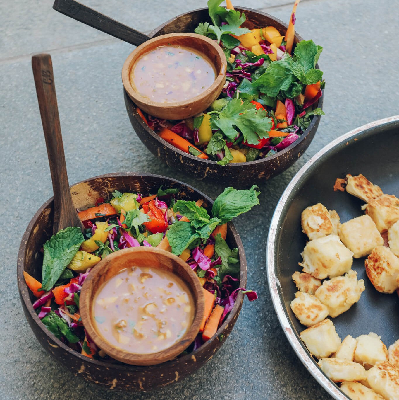 Herby Rainbow Slaw with Sesame Tofu